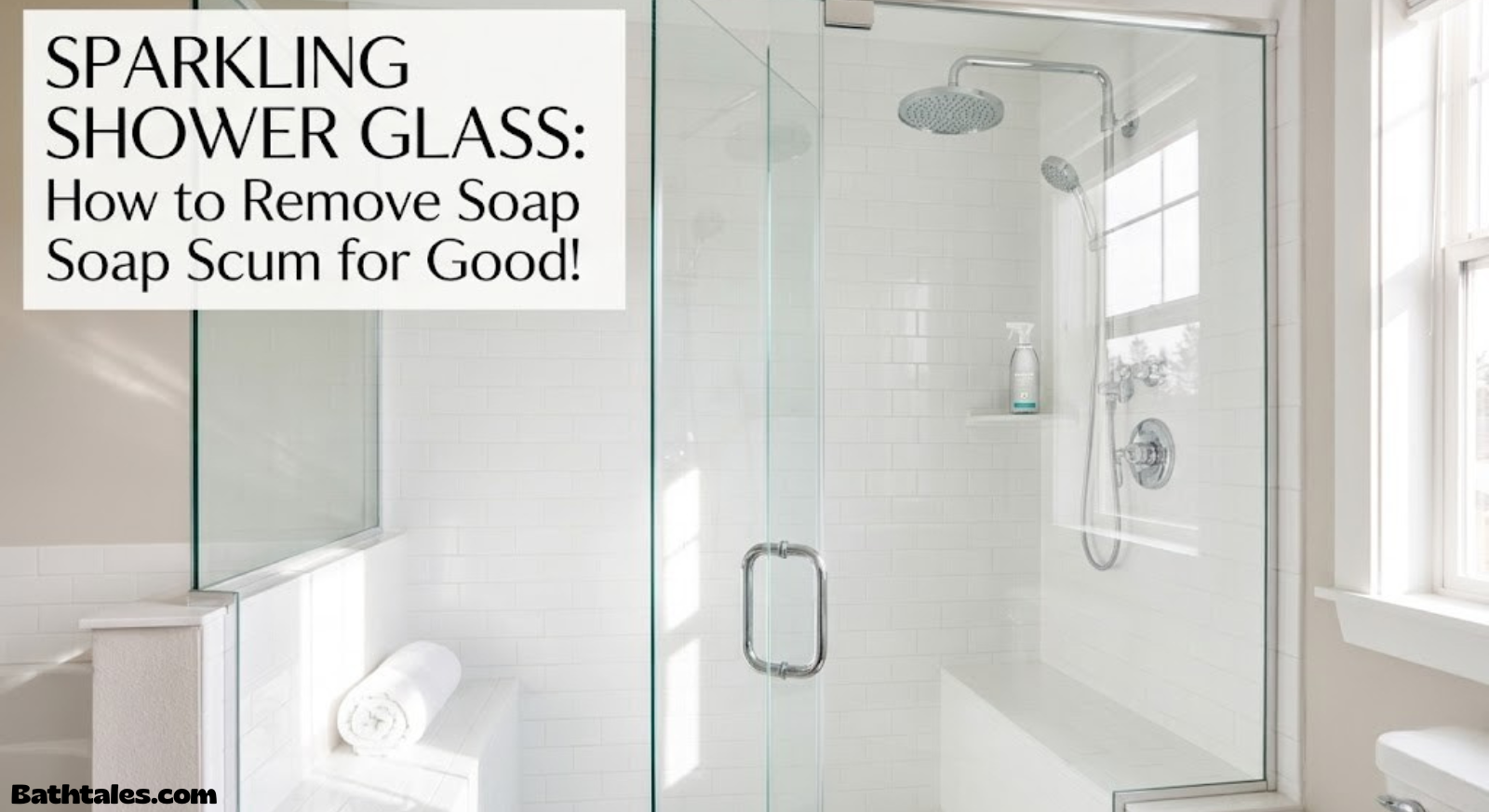 Clean sparkling shower glass after soap scum removal